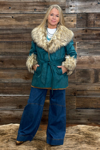 The Arna Faux Suede Wrap Jacket with Fur Collar-Jacket-Tasha Polizzi-Gallop 'n Glitz- Women's Western Wear Boutique, Located in Grants Pass, Oregon