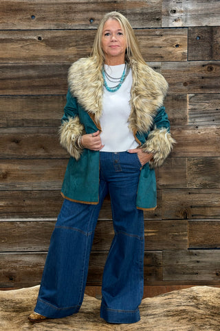 The Arna Faux Suede Wrap Jacket with Fur Collar-Jacket-Tasha Polizzi-Gallop 'n Glitz- Women's Western Wear Boutique, Located in Grants Pass, Oregon