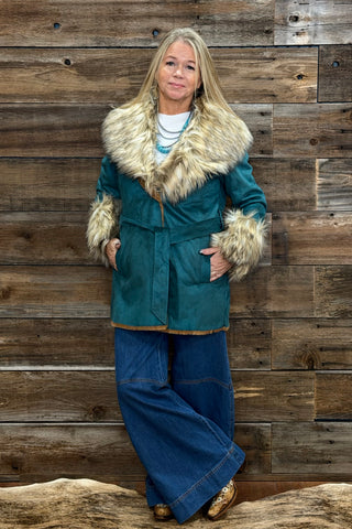 The Arna Faux Suede Wrap Jacket with Fur Collar-Jacket-Tasha Polizzi-Gallop 'n Glitz- Women's Western Wear Boutique, Located in Grants Pass, Oregon