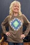 Aspen Aztec Long Sleeve Tee-Graphic Tee-Texas True-Gallop 'n Glitz- Women's Western Wear Boutique, Located in Grants Pass, Oregon