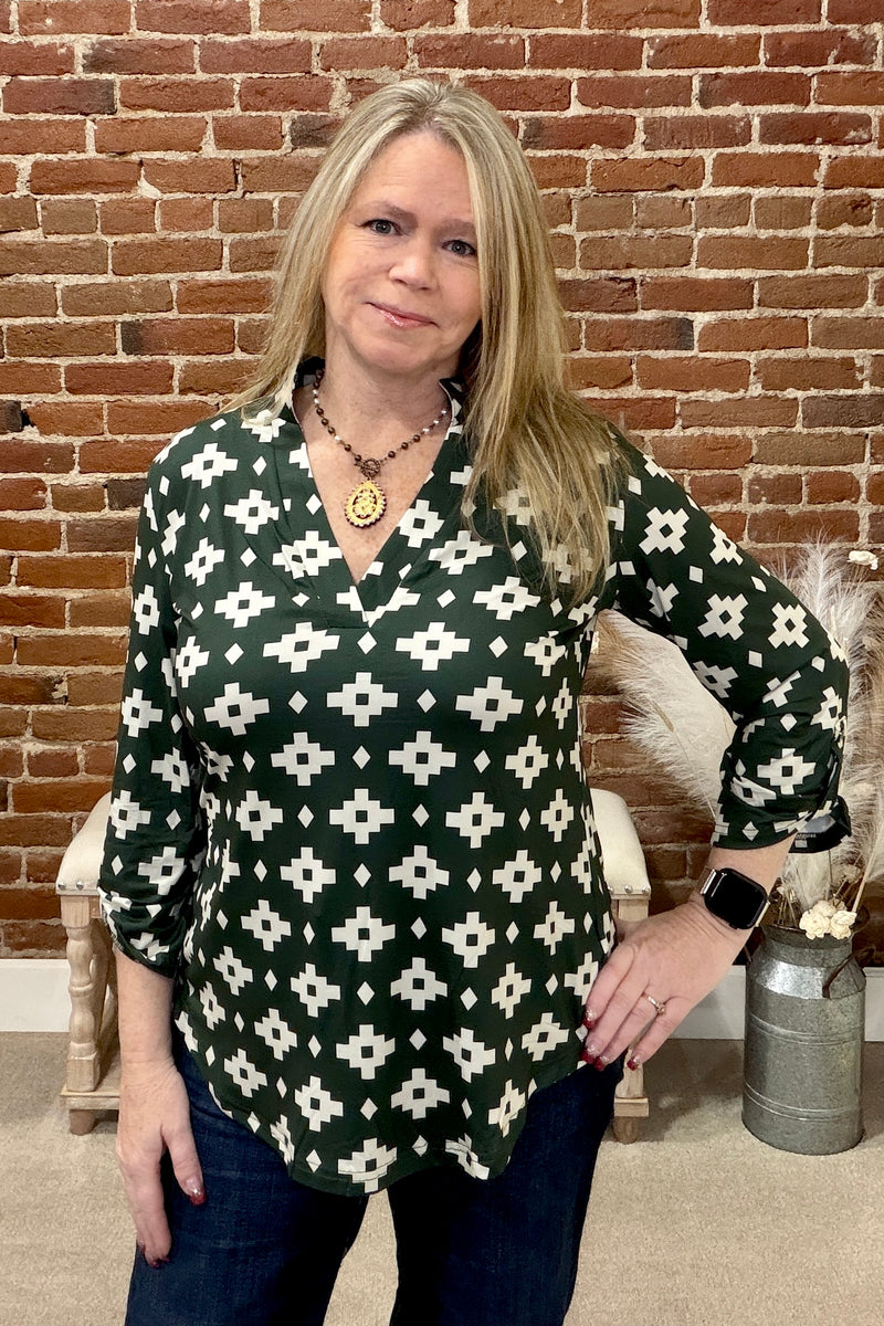 Aztec Pines Top-Top-Sterling Kreek-Gallop 'n Glitz- Women's Western Wear Boutique, Located in Grants Pass, Oregon