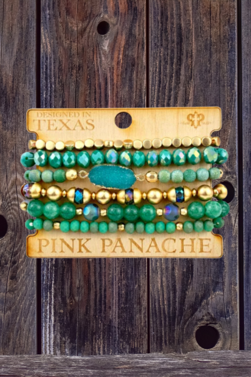 Multi-Stand Bracelet Stack with Druzy Stone-Jewelry-Pink Panache-Gallop 'n Glitz- Women's Western Wear Boutique, Located in Grants Pass, Oregon