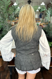 EXCLUSIVE DESIGN Faux Leather Grey Vest by GALLOP 'N GLITZ-Vest-Gallop 'n Glitz-Gallop 'n Glitz- Women's Western Wear Boutique, Located in Grants Pass, Oregon