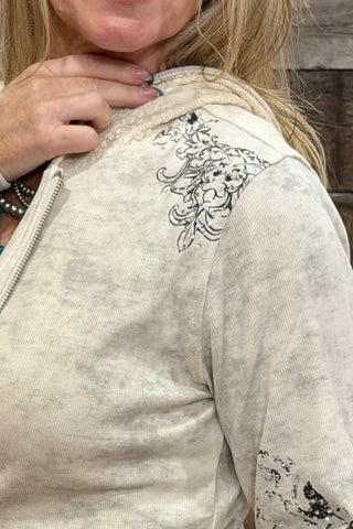 The Sparkle Edge Zip Up Hoodie By Miss Me