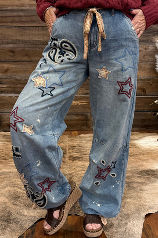 The Star And Paisley Ride Jean by Oli & Hali-Wide Leg-Oli & Hali-Gallop 'n Glitz- Women's Western Wear Boutique, Located in Grants Pass, Oregon