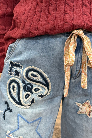 The Star And Paisley Ride Jean by Oli & Hali-Wide Leg-Oli & Hali-Gallop 'n Glitz- Women's Western Wear Boutique, Located in Grants Pass, Oregon