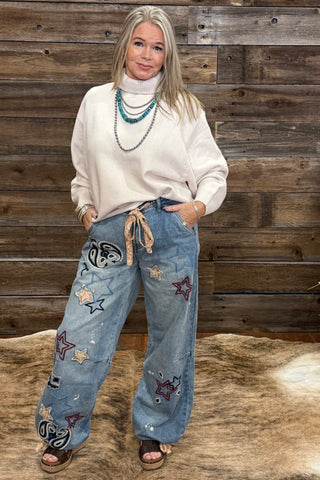 The Star And Paisley Ride Jean by Oli & Hali-Wide Leg-Oli & Hali-Gallop 'n Glitz- Women's Western Wear Boutique, Located in Grants Pass, Oregon
