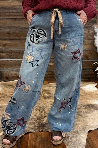 The Star And Paisley Ride Jean by Oli & Hali-Wide Leg-Oli & Hali-Gallop 'n Glitz- Women's Western Wear Boutique, Located in Grants Pass, Oregon