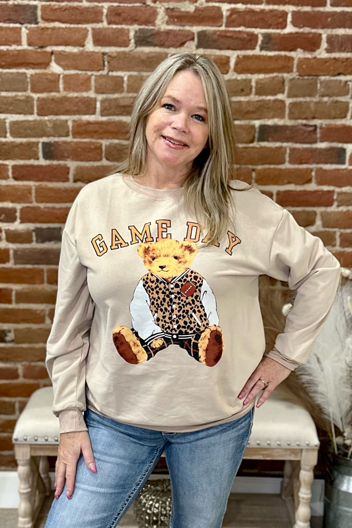 Benny The Bear "Game Day" Pullover-top-jess lea-Gallop 'n Glitz- Women's Western Wear Boutique, Located in Grants Pass, Oregon