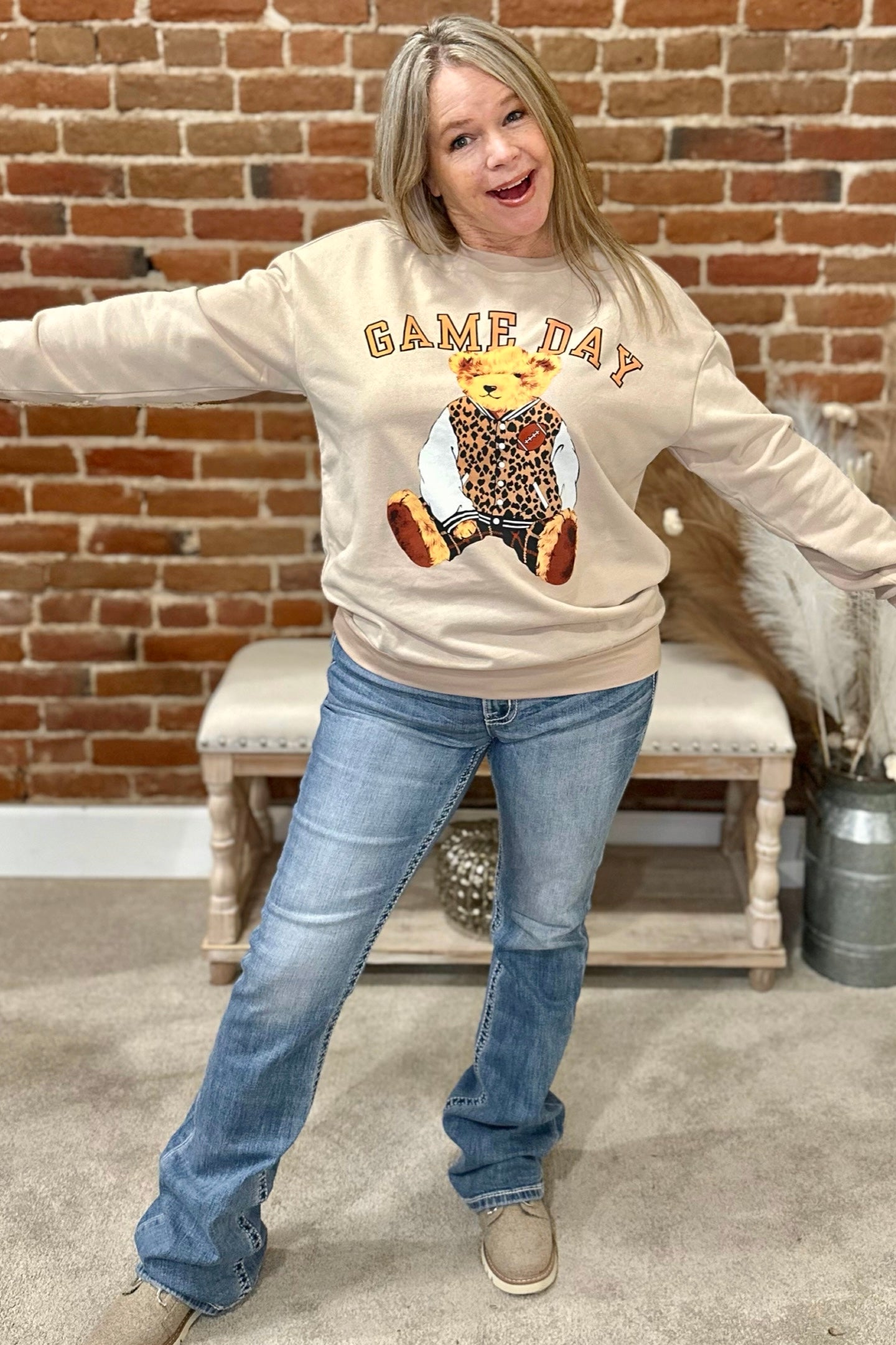Benny The Bear "Game Day" Pullover-top-jess lea-Gallop 'n Glitz- Women's Western Wear Boutique, Located in Grants Pass, Oregon
