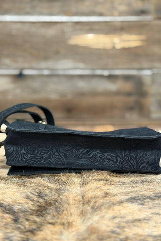 Black Suede And Silver Studs Crossbody