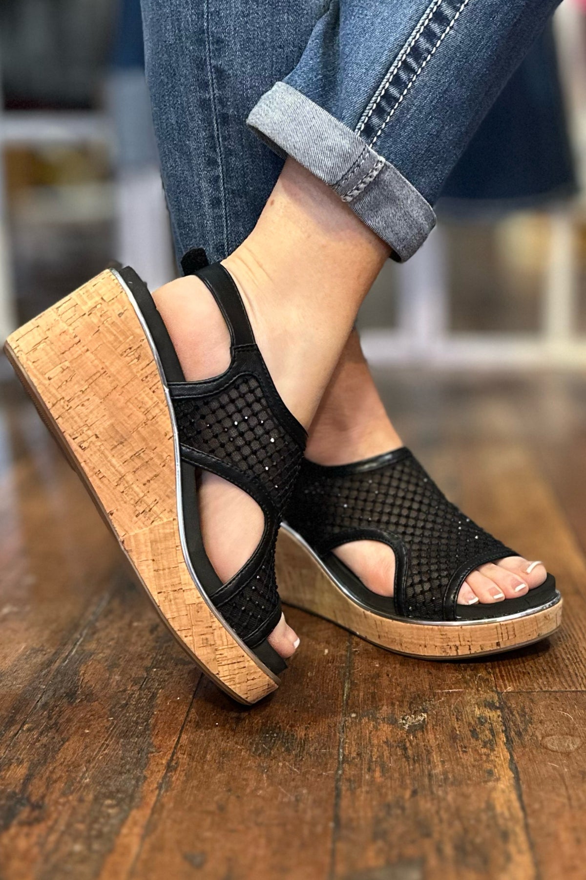 CARLEY By Corkys Black Mesh Sparkle Sandal-Women's Shoes-Corkys-Gallop 'n Glitz- Women's Western Wear Boutique, Located in Grants Pass, Oregon