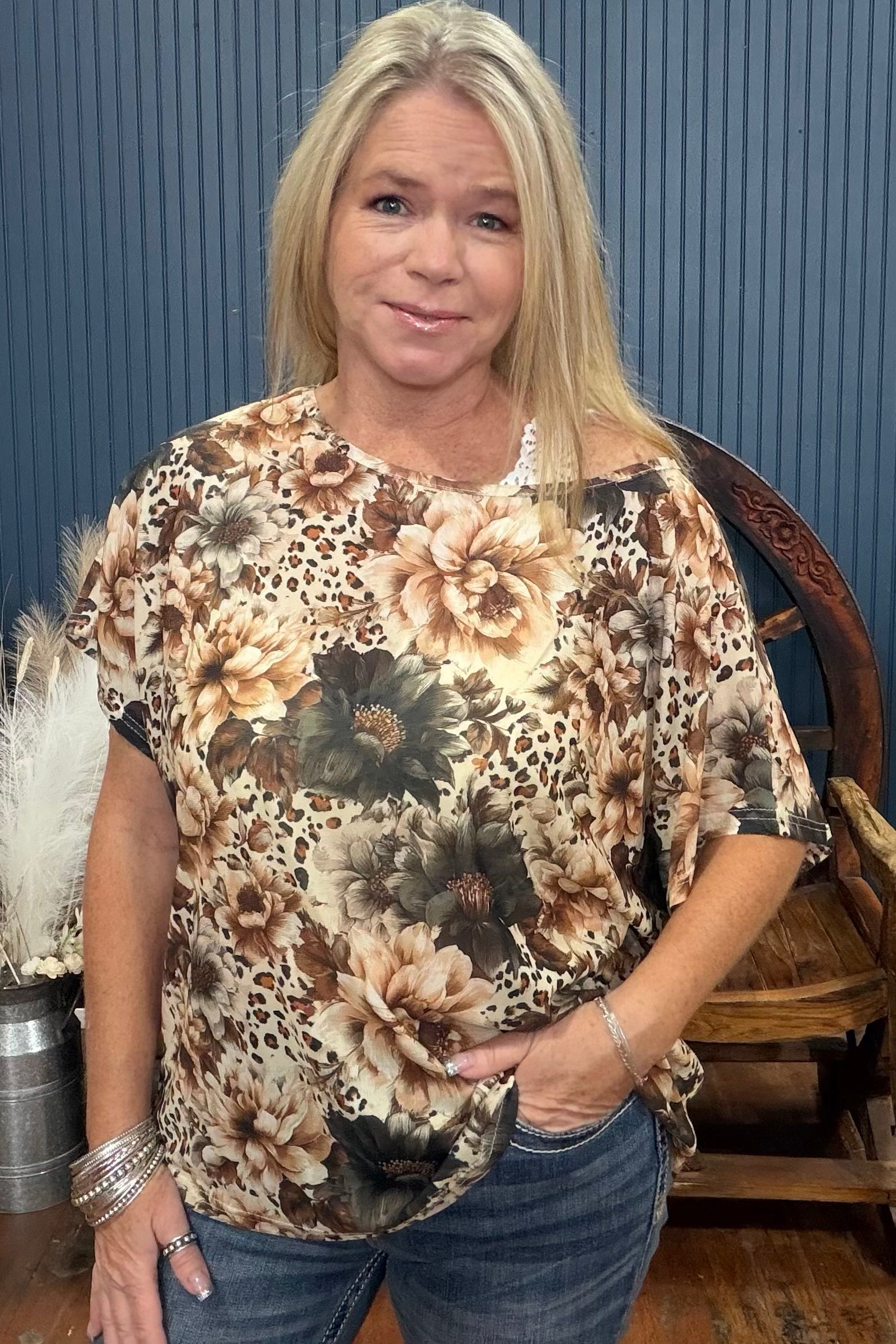 Bloom In Leopard Mesh Top
