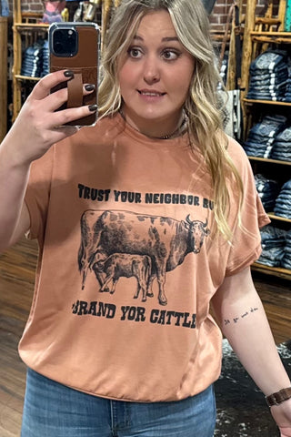 Brand Your Cattle Graphic Tee-Graphic Tee-Avery-Gallop 'n Glitz- Women's Western Wear Boutique, Located in Grants Pass, Oregon