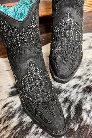 Ladies Black Studded Short Snip Toe Boots by Corral Boots-Women's Boot-Corral Boots-Gallop 'n Glitz- Women's Western Wear Boutique, Located in Grants Pass, Oregon