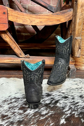 Ladies Black Studded Short Snip Toe Boots by Corral Boots-Women's Boot-Corral Boots-Gallop 'n Glitz- Women's Western Wear Boutique, Located in Grants Pass, Oregon