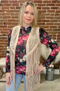 Soft Faux Suede Fringed Vest With Studs by Cripple Creek-Vest-Cripple Creek-Gallop 'n Glitz- Women's Western Wear Boutique, Located in Grants Pass, Oregon