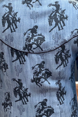 Bronco Ridin' Cowgirl Denim Top-Top-Cotton & Rye-Gallop 'n Glitz- Women's Western Wear Boutique, Located in Grants Pass, Oregon