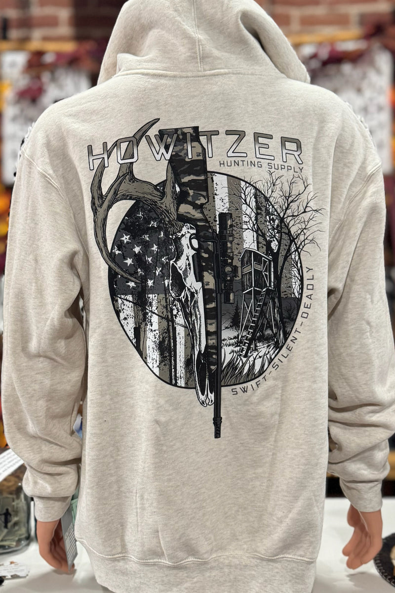 Hunting Stand Hoodie by Howitzer Oatmeal-Men's Graphic Hoodie-Howitzer-Gallop 'n Glitz- Women's Western Wear Boutique, Located in Grants Pass, Oregon
