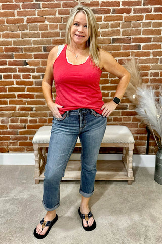 Elyse Mid Rise Americana Capri – Luxe Stretch Silver Jeans Denim-Capri-Silver Jeans-Gallop 'n Glitz- Women's Western Wear Boutique, Located in Grants Pass, Oregon