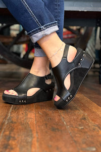 CARLEY By Corkys Black Combo Wedge-Women's Shoes-Corkys-Gallop 'n Glitz- Women's Western Wear Boutique, Located in Grants Pass, Oregon