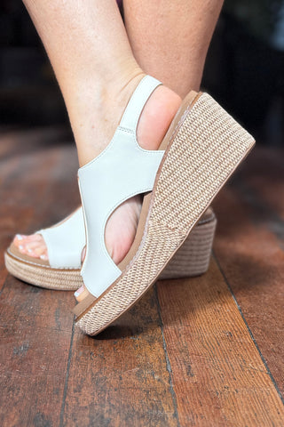 CARLEY By Corkys Ivory 2 Wedge Sandal-Women's Shoes-Corkys-Gallop 'n Glitz- Women's Western Wear Boutique, Located in Grants Pass, Oregon