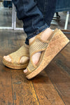 CARLEY By Corkys Caramel Mesh Sparkle Sandal-Women's Shoes-Corkys-Gallop 'n Glitz- Women's Western Wear Boutique, Located in Grants Pass, Oregon