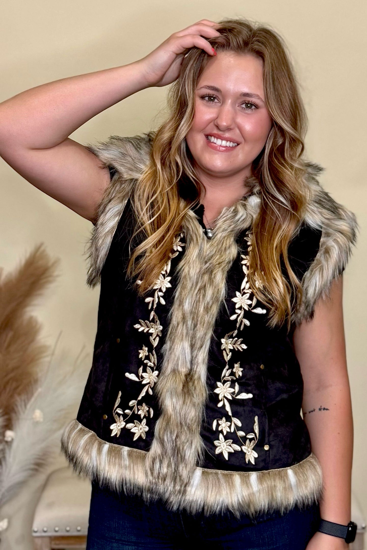 The Chateau Faux Suede Vest with Fur Collar-Vest-Tasha Polizzi-Gallop 'n Glitz- Women's Western Wear Boutique, Located in Grants Pass, Oregon