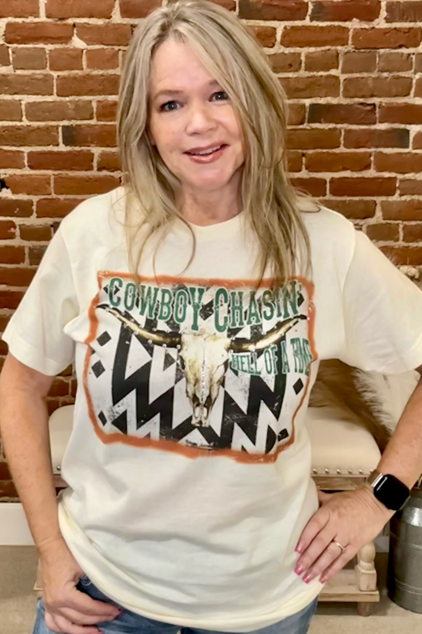 Cowboy Chasin' Bling Tee-Top-Raisin' Arrows-Gallop 'n Glitz- Women's Western Wear Boutique, Located in Grants Pass, Oregon