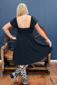 Sassy Little Secret V-Neck Mini Dress - Black-Dress-Cozy Co-Gallop 'n Glitz- Women's Western Wear Boutique, Located in Grants Pass, Oregon