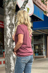 Women's BEST EVER V-Neck Tee - Maroon-top-Sanmar-Gallop 'n Glitz- Women's Western Wear Boutique, Located in Grants Pass, Oregon