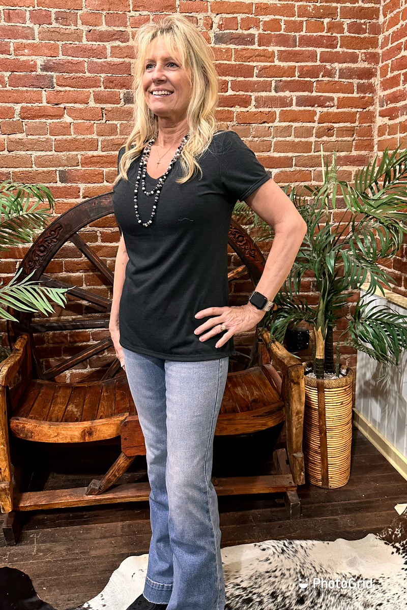 Women's BEST EVER V-Neck Tee - Black Frost-top-Sanmar-Gallop 'n Glitz- Women's Western Wear Boutique, Located in Grants Pass, Oregon