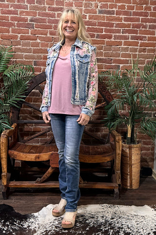 Women's BEST EVER V-Neck Long Sleeve Tee - Pink Rose-top-Sanmar-Gallop 'n Glitz- Women's Western Wear Boutique, Located in Grants Pass, Oregon