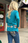 Women's BEST EVER V-Neck Long Sleeve Tee - Teal-top-Sanmar-Gallop 'n Glitz- Women's Western Wear Boutique, Located in Grants Pass, Oregon