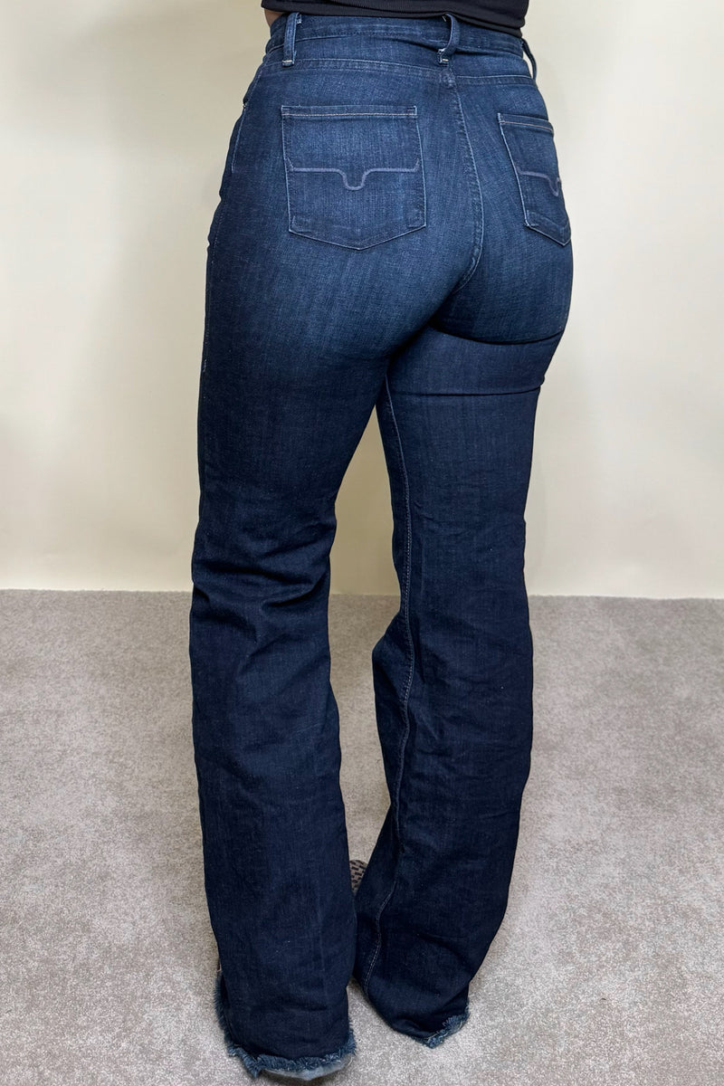 Kimes Ranch Women's Olivia DARK WASH High Rise Wide Leg Trouser Jeans-Trouser-Kimes-Gallop 'n Glitz- Women's Western Wear Boutique, Located in Grants Pass, Oregon