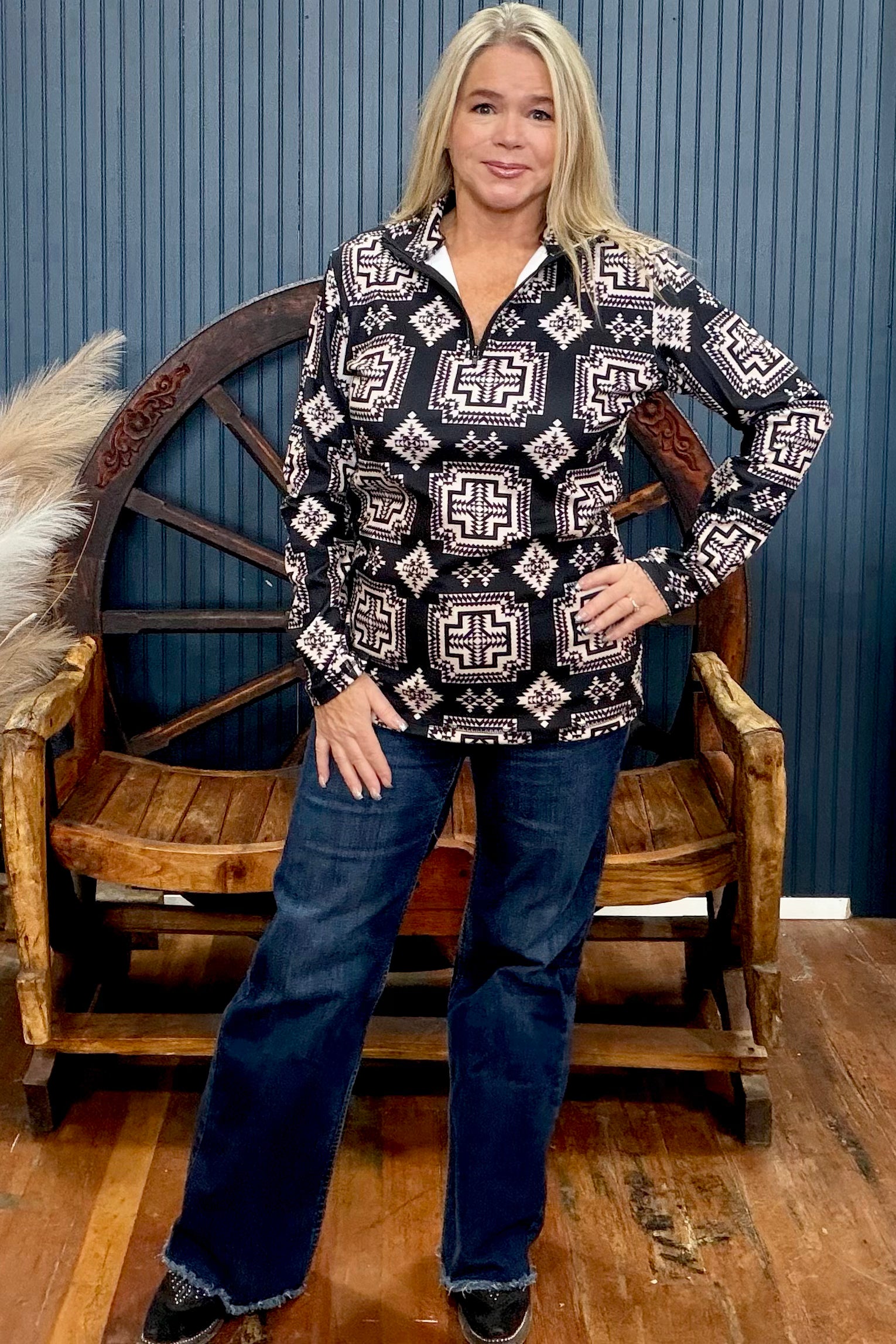Down in the Hills Quarter Zip Pullover-Sweater-Sterling Kreek-Gallop 'n Glitz- Women's Western Wear Boutique, Located in Grants Pass, Oregon