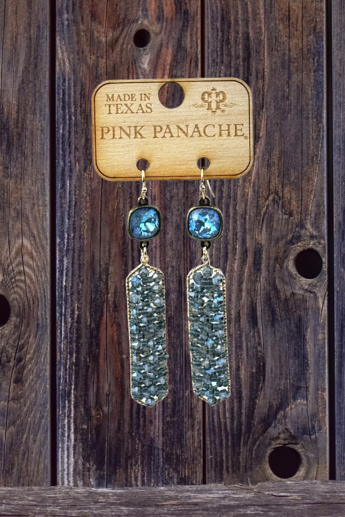 Bead Hexagon Dangle Earring with Crystal-Jewelry-Pink Panache-Gallop 'n Glitz- Women's Western Wear Boutique, Located in Grants Pass, Oregon