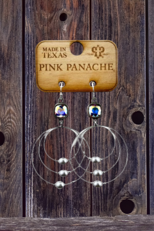 Pearl Bead Circle Earring-Jewelry-Pink Panache-Gallop 'n Glitz- Women's Western Wear Boutique, Located in Grants Pass, Oregon