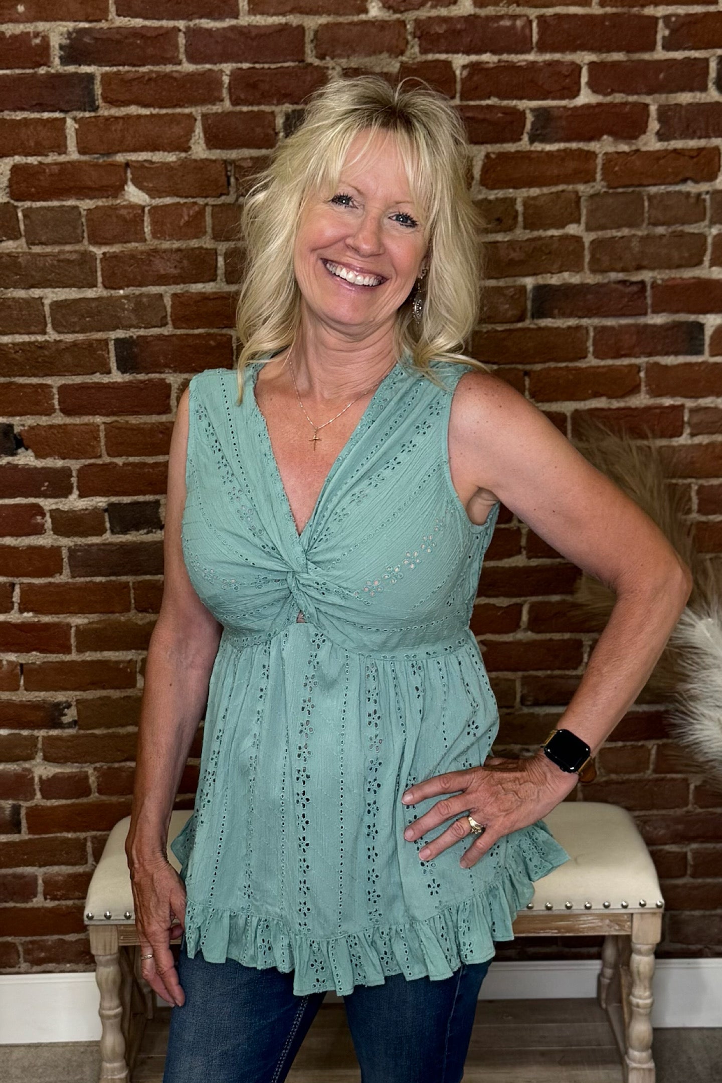 The Callie – Sleeveless Twist Front Top-top-Lola P-Gallop 'n Glitz- Women's Western Wear Boutique, Located in Grants Pass, Oregon