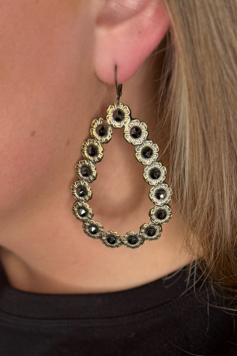 Black Austrian Crystal Tear Drop Earring-Jewelry-Pink Panache-Gallop 'n Glitz- Women's Western Wear Boutique, Located in Grants Pass, Oregon