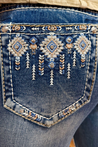 Embroidered Aztec Easy Fit Bootcut Jeans by Grace in LA-Bootcut-Grace in LA-Gallop 'n Glitz- Women's Western Wear Boutique, Located in Grants Pass, Oregon