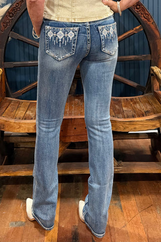 Embroidered Aztec Easy Fit Bootcut Jeans by Grace in LA-Bootcut-Grace in LA-Gallop 'n Glitz- Women's Western Wear Boutique, Located in Grants Pass, Oregon