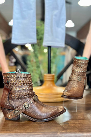 Corral West Ladies Bronze Ankle Boot-Women's Boot-Corral Boots-Gallop 'n Glitz- Women's Western Wear Boutique, Located in Grants Pass, Oregon