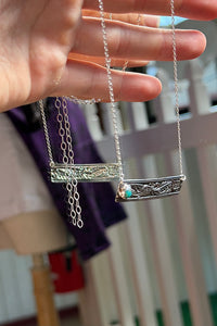 Sterling Silver Floral Stamped Bar Necklace-Jewelry-BOHO SOL-Gallop 'n Glitz- Women's Western Wear Boutique, Located in Grants Pass, Oregon