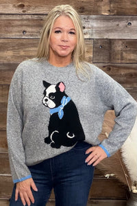 French Bulldog Sweater by PJ Salvage-top-PJ Salvage-Gallop 'n Glitz- Women's Western Wear Boutique, Located in Grants Pass, Oregon