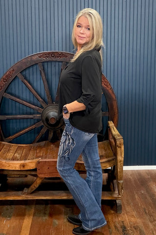 GNG EXCLUSIVE Not Your Basic Black Top-Top-Gallop 'n Glitz-Gallop 'n Glitz- Women's Western Wear Boutique, Located in Grants Pass, Oregon