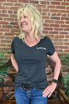 Gallop 'n Glitz V-Neck Tee - Black Frost-top-Sanmar-Gallop 'n Glitz- Women's Western Wear Boutique, Located in Grants Pass, Oregon