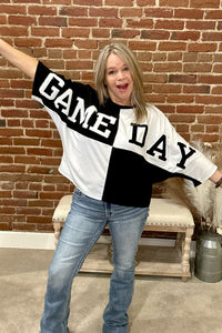 'Game Day' Huddle Up Black/White Color Block Top-top-jess lea-Gallop 'n Glitz- Women's Western Wear Boutique, Located in Grants Pass, Oregon