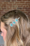 Western Antiqued Silver and Turquoise Hair Pin-Handbags & Accessories-Pink Panache-Gallop 'n Glitz- Women's Western Wear Boutique, Located in Grants Pass, Oregon