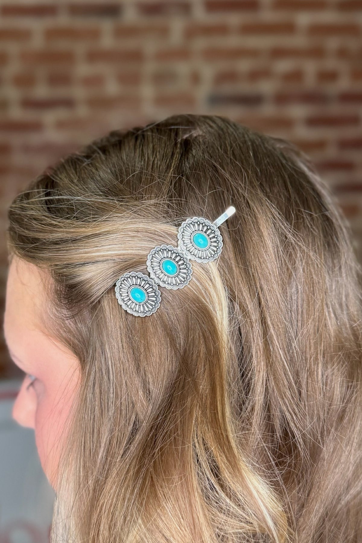 Western Antiqued Silver and Turquoise Hair Pin-Handbags & Accessories-Pink Panache-Gallop 'n Glitz- Women's Western Wear Boutique, Located in Grants Pass, Oregon